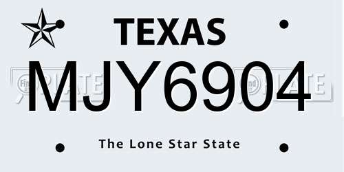 MJY6904 Texas License Plate