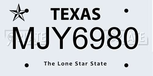 MJY6980 Texas License Plate