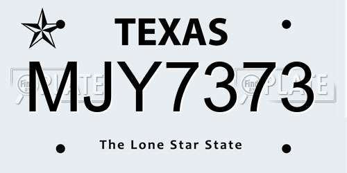 MJY7373 Texas License Plate