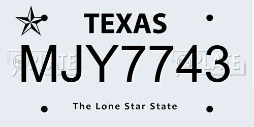 MJY7743 Texas License Plate
