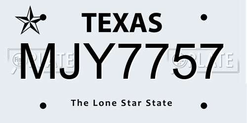 MJY7757 Texas License Plate