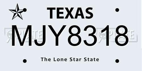 MJY8318 Texas License Plate
