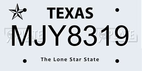 MJY8319 Texas License Plate