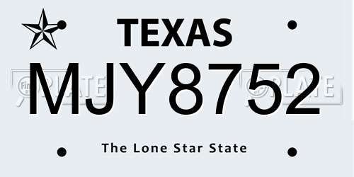 MJY8752 Texas License Plate