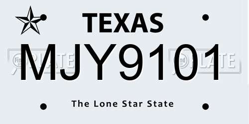 MJY9101 Texas License Plate