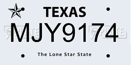 MJY9174 Texas License Plate