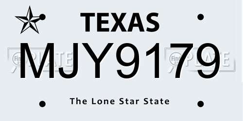 MJY9179 Texas License Plate
