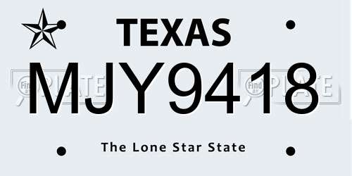 MJY9418 Texas License Plate