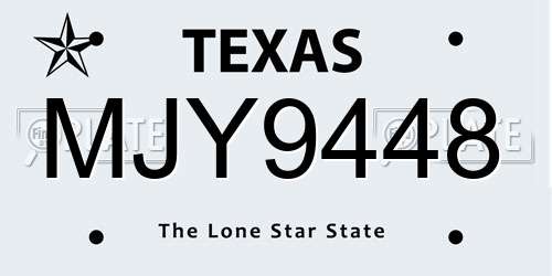 MJY9448 Texas License Plate