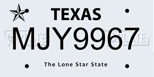 MJY9967 Texas License Plate