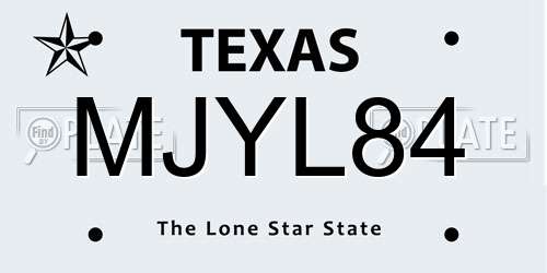 MJYL84 Texas License Plate