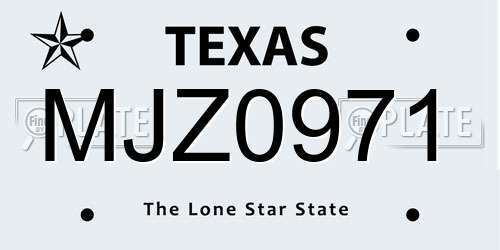 MJZ0971 Texas License Plate