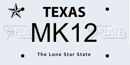 MK12 Texas License Plate