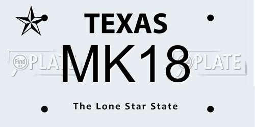 MK18 Texas License Plate