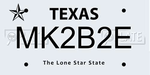 MK2B2E Texas License Plate