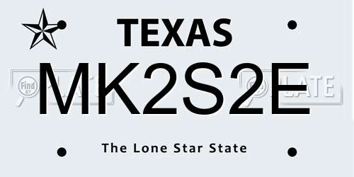 MK2S2E Texas License Plate