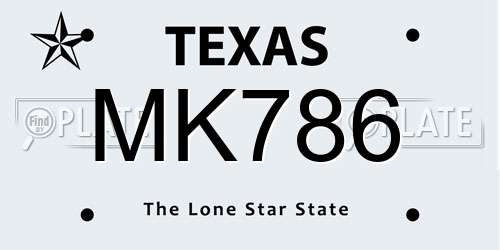 MK786 Texas License Plate