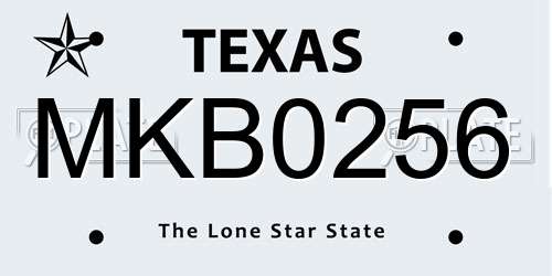 MKB0256 Texas License Plate