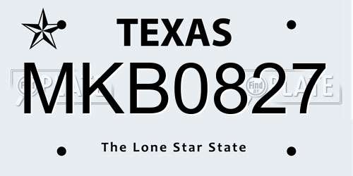 MKB0827 Texas License Plate