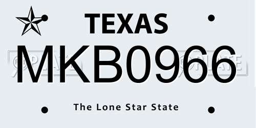 MKB0966 Texas License Plate