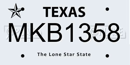 MKB1358 Texas License Plate