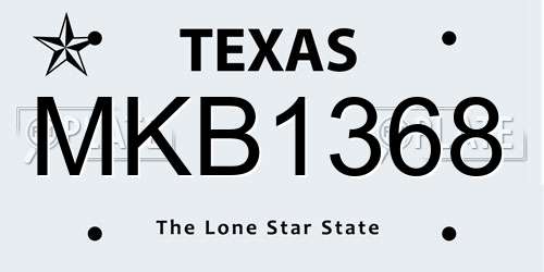 MKB1368 Texas License Plate