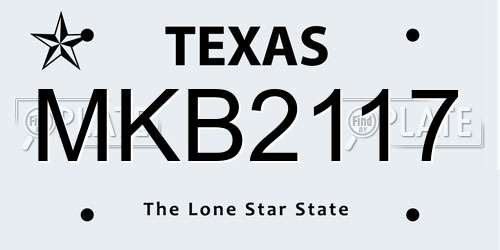 MKB2117 Texas License Plate