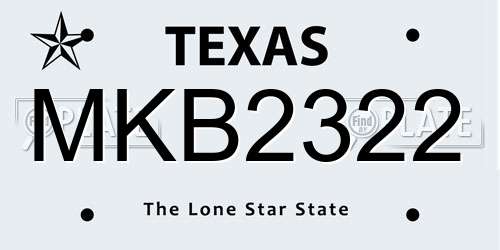 MKB2322 Texas License Plate