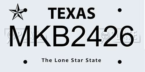 MKB2426 Texas License Plate