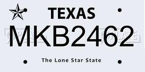MKB2462 Texas License Plate