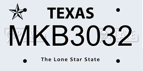 MKB3032 Texas License Plate