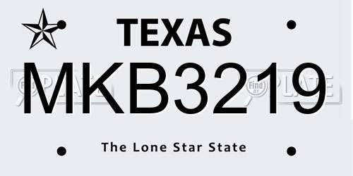 MKB3219 Texas License Plate