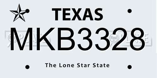 MKB3328 Texas License Plate