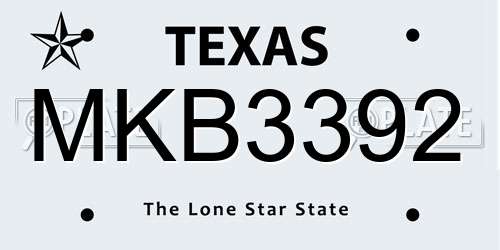MKB3392 Texas License Plate