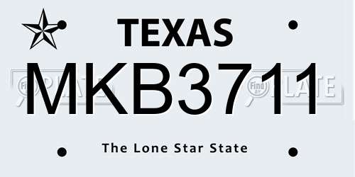 MKB3711 Texas License Plate