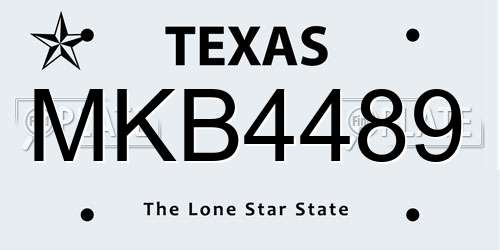 MKB4489 Texas License Plate