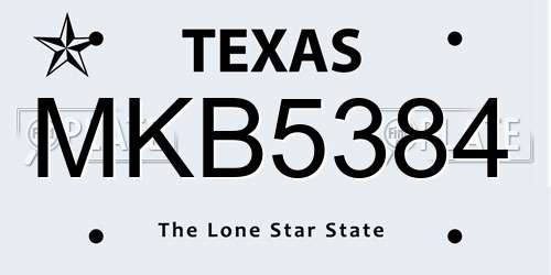 MKB5384 Texas License Plate