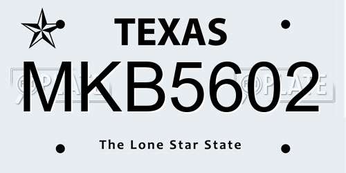MKB5602 Texas License Plate