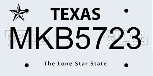 MKB5723 Texas License Plate