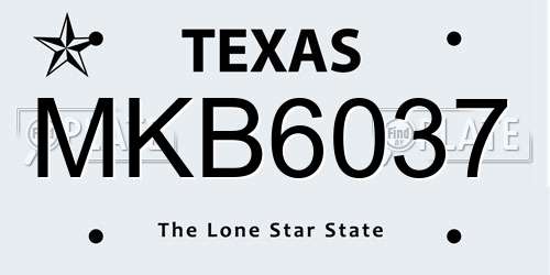 MKB6037 Texas License Plate
