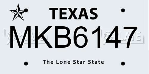 MKB6147 Texas License Plate