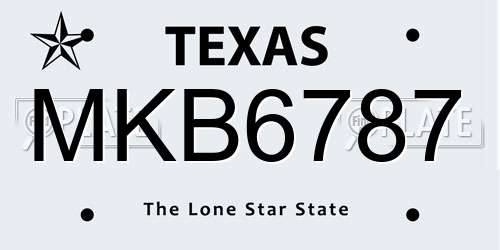 MKB6787 Texas License Plate