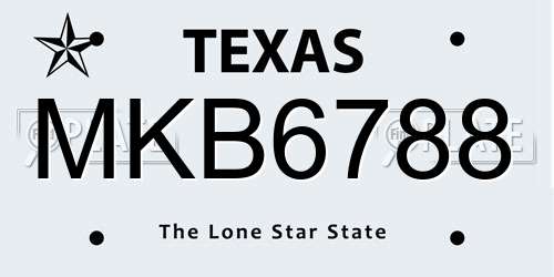 MKB6788 Texas License Plate