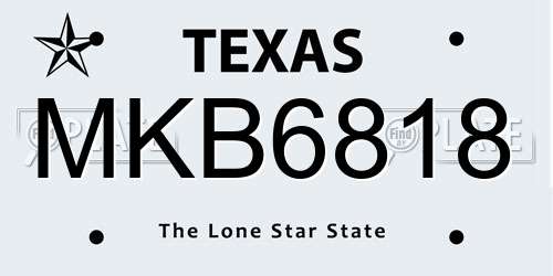 MKB6818 Texas License Plate