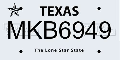 MKB6949 Texas License Plate