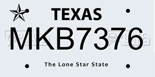 MKB7376 Texas License Plate