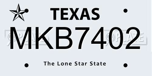 MKB7402 Texas License Plate