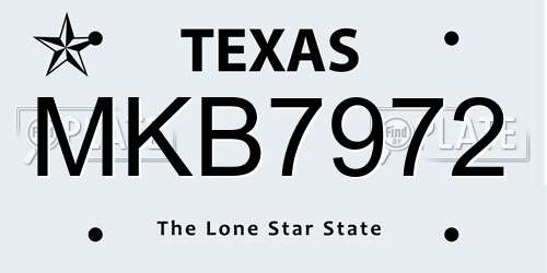 MKB7972 Texas License Plate