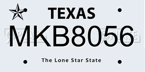 MKB8056 Texas License Plate