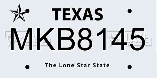 MKB8145 Texas License Plate